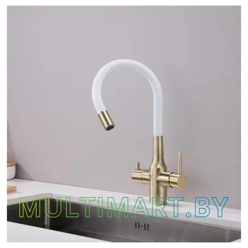 Смеситель Paulmark Salix Sa213419-BRw (белый/бронза) картинка 5